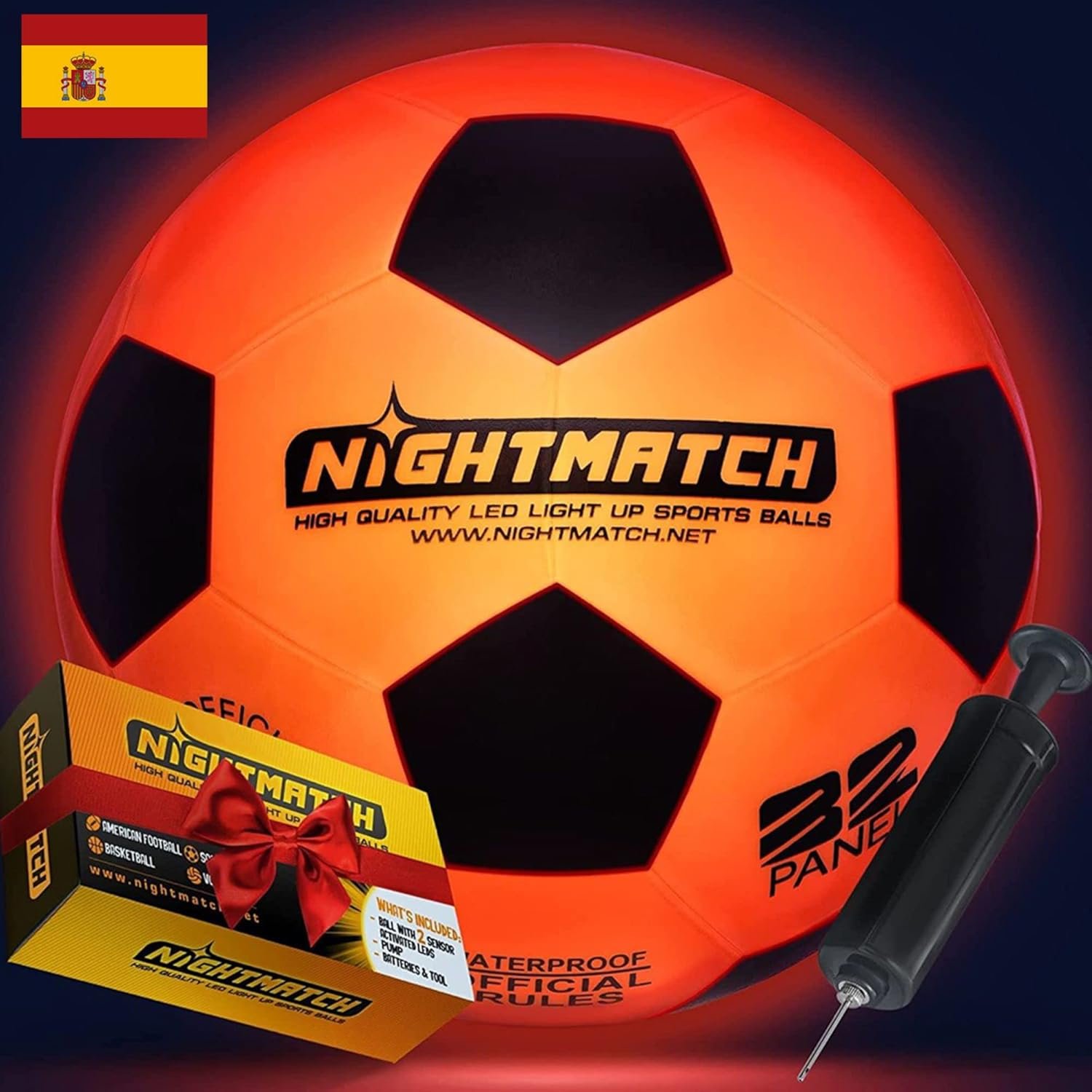 Balón de fútbol led de color naranja