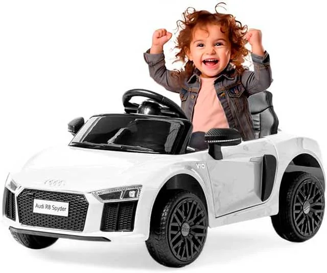 Coche eléctrico audi R8 spyder color blanco