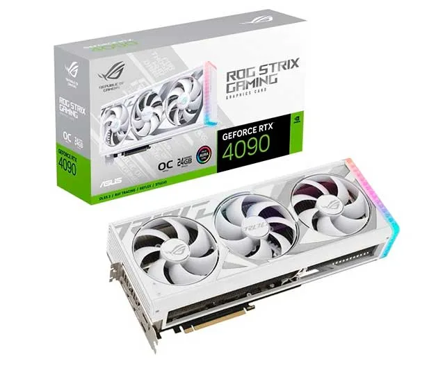 gforce 4090 rtx de Asus en color blanco