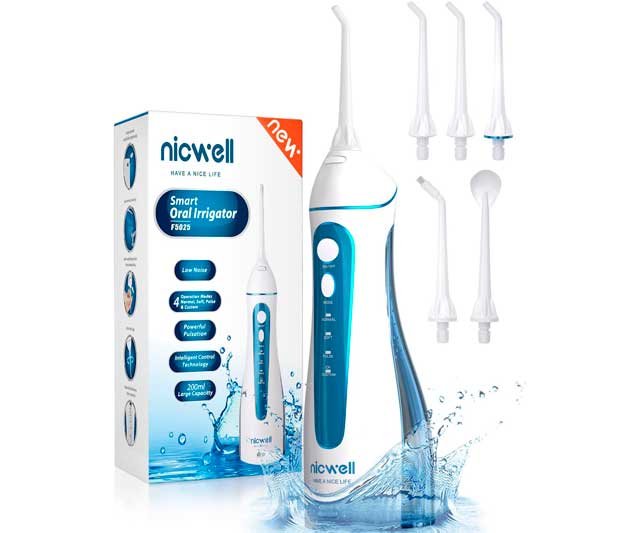 Irrigador Bucal Portátil Profesional: 4 Modos, 5 Boquillas, IPX7 Impermeable y Recargable 0 (0)