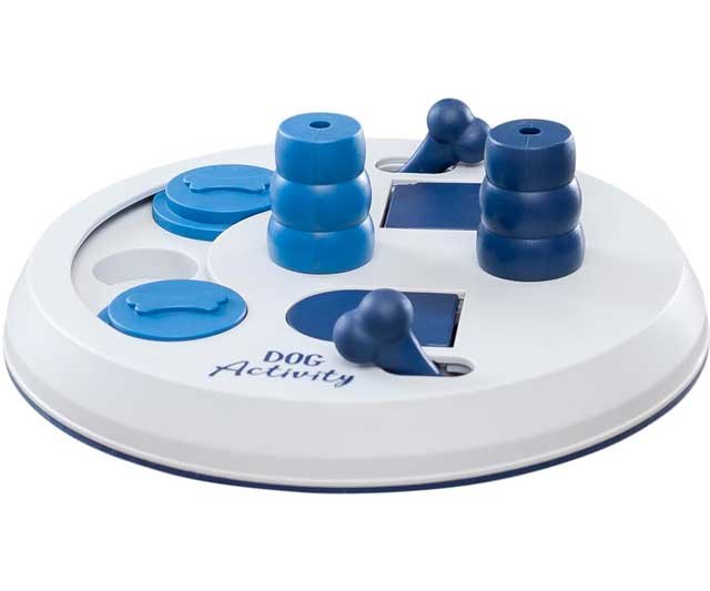 Juego de inteligencia para perros azul y blanco