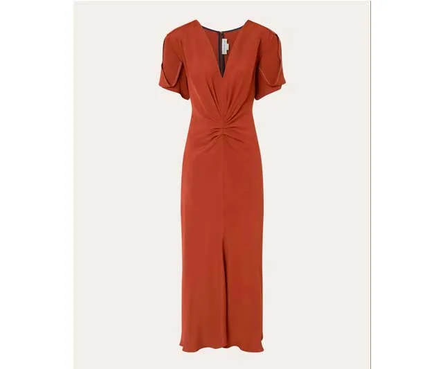 Vestido Midi de Victoria Beckham en color marrón
