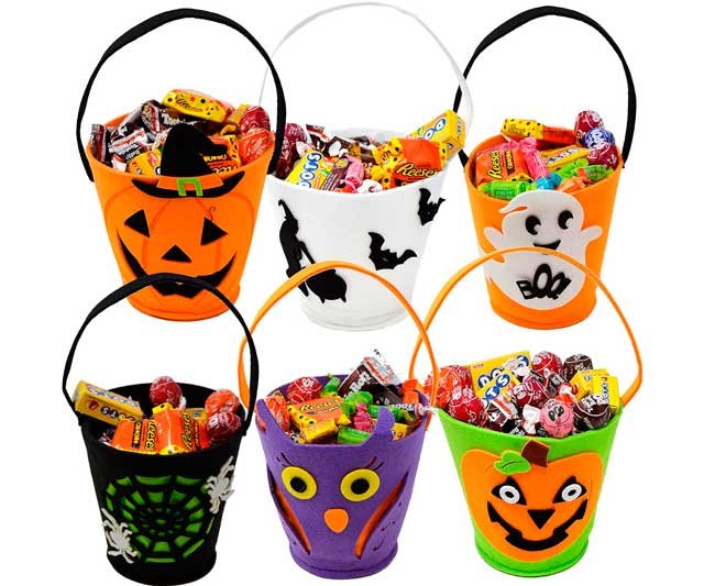 6 Cubos con asa con decoración de Halloween para Truco o Trato