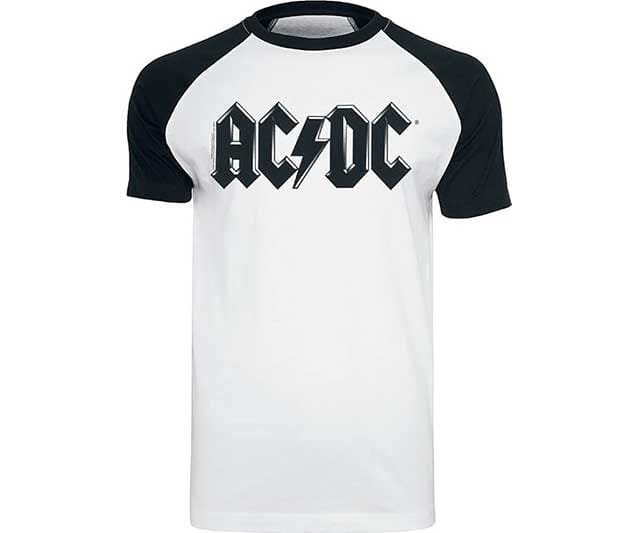 camiseta AC/DC blanca con mangas negras