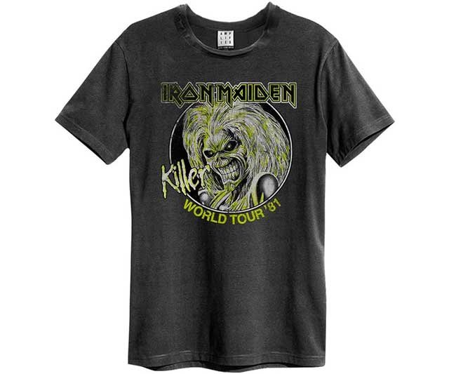 Camiseta de Iron Maiden del disco Killer conmemorando su gira mundial del 81