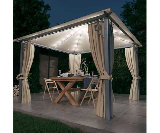 Cenador PURADAY 3x3m con LED y Cortinas – Elegancia y Protección para tu Jardín 0 (0)