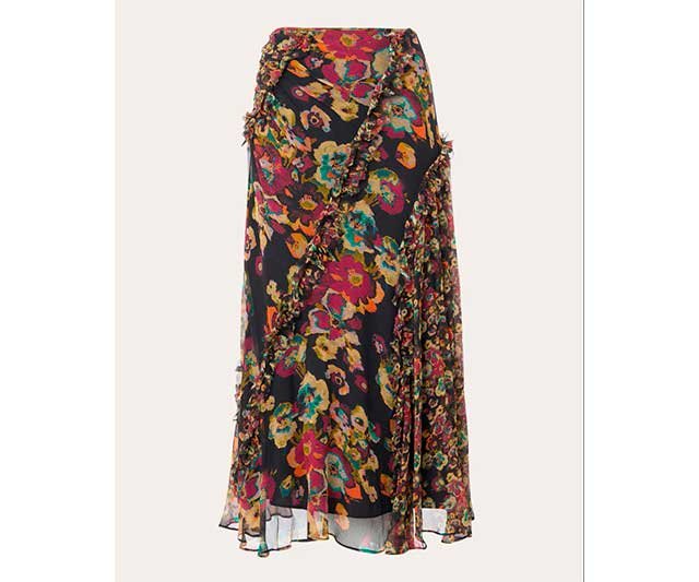 Ulla Johnson Falda Midi Lucie Seda – Gasa Floral Arrugada 0 (0)