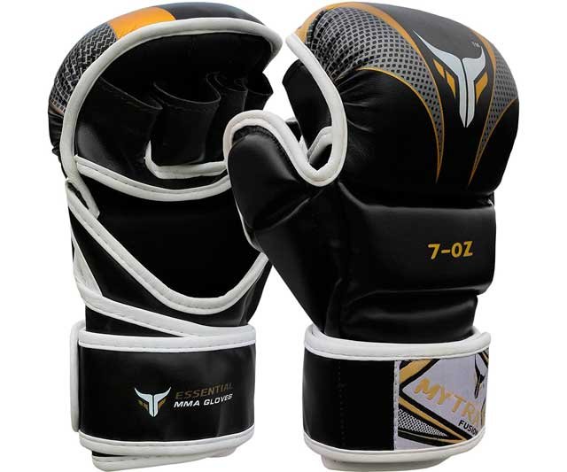 Gauntes MMA de palma abierta en color negro, blanco y amarillo