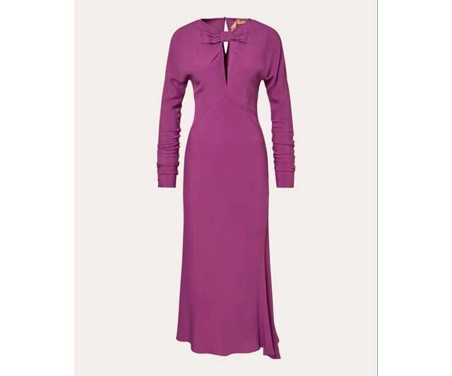 Vestido Midi de Nº2 en Tejido Satinado con Mezcla de Seda
