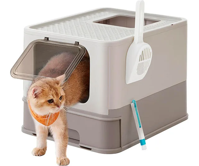 Arenero para Gatos Grandes: Arenero Cerrado con Bandeja Extraíble y Accesorios