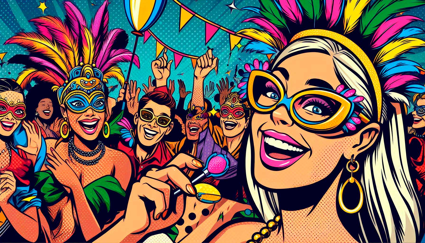 carnaval Un grupo de personas disfrazas en Carnaval sonriendo