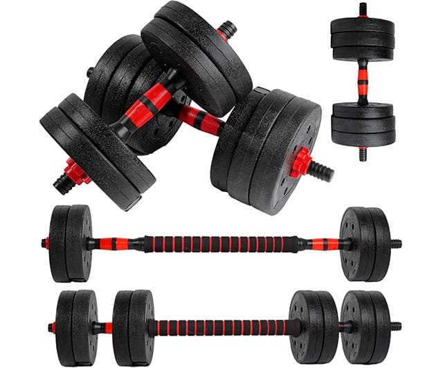 Unycos Mancuernas Ajustables (10-40 kg) con Barra Recta de Conexión: Pesas Ergonómicas para Gimnasio en Casa y Fitness 0 (0)