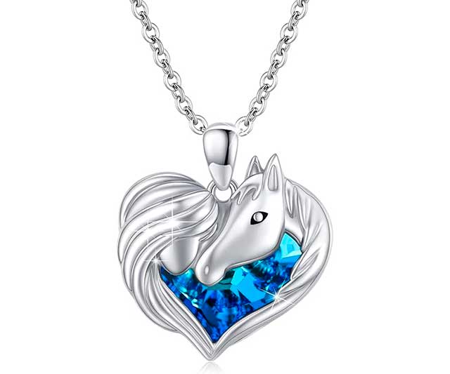 colgante-caballo-jovencita-azul Collar niña con caballo en plata y color azul