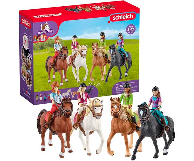 juego-club-caballos-schleich Juego con amazonas y caballos de juguete