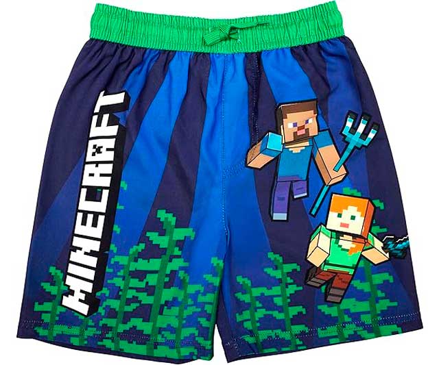 bañador-minecraft-creeper Bañador Niño Minecraft Creeper Elástico