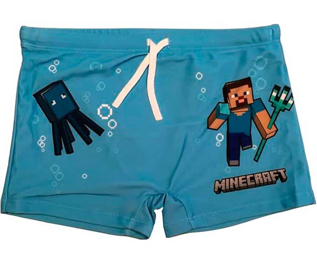 bañador-minecraft Bañador Minecraft Niño Azul Claro