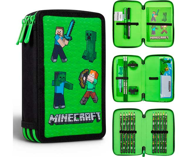 estuche-minecraft-escuela Estuche Minecraft Relleno para Niños Oficial