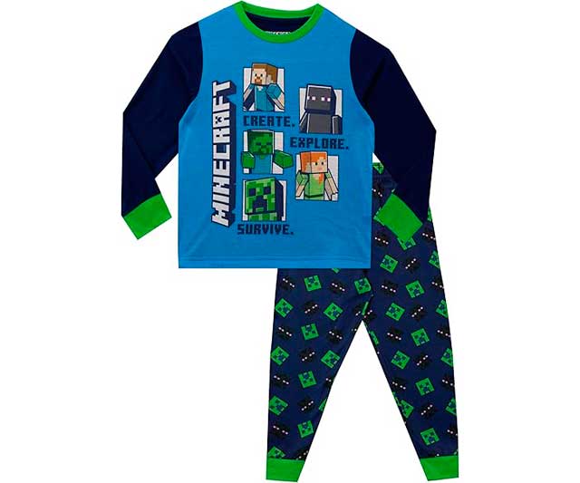 pijama-niño-minecraft Pijama Minecraft Niño Manga Larga Creeper