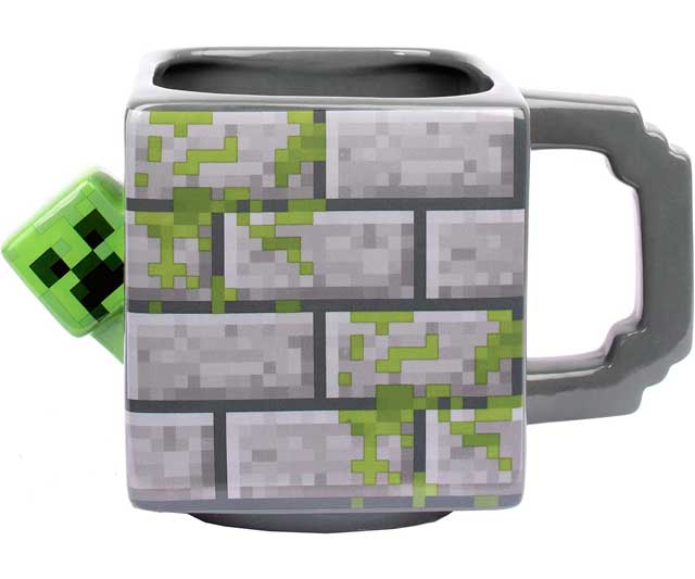 taza-minecraft-creeper Taza de un Creeper saliendo del muro de Minecraft